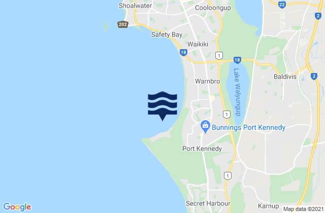 Mappa delle maree di Port Kennedy, Australia