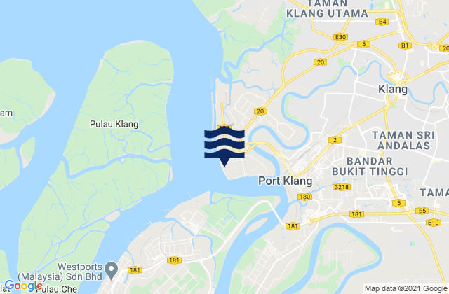 Mappa delle maree di Port Klang, Malaysia