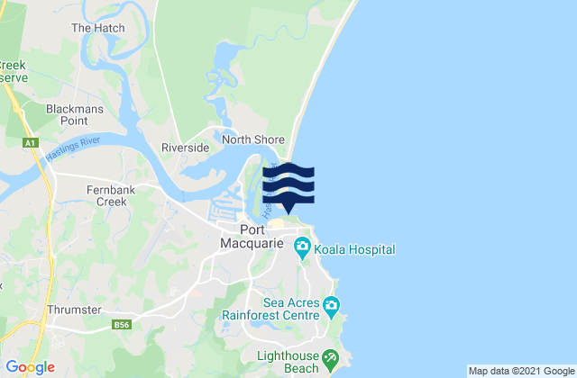 Mappa delle maree di Port Macquarie-North Breakwall, Australia