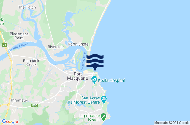 Mappa delle maree di Port Macquarie-Town Beach, Australia