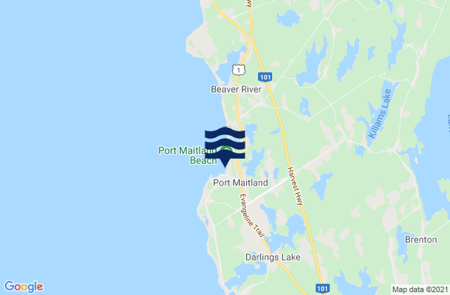 Mappa delle maree di Port Maitland, Canada