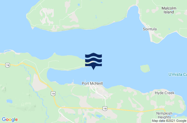 Mappa delle maree di Port Mcneill, Canada