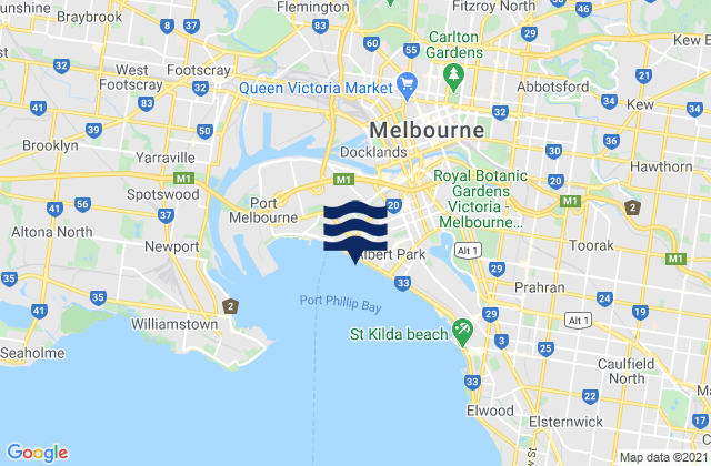 Mappa delle maree di Port Melbourne, Australia