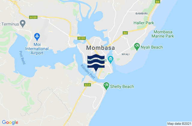 Mappa delle maree di Port Mombasa (Kilindini), Kenya