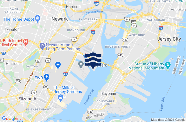 Mappa delle maree di Port Newark Terminal, United States