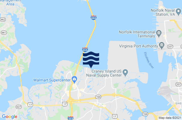 Mappa delle maree di Port Norfolk, Western Branch, United States