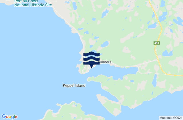 Mappa delle maree di Port Saunders, Canada
