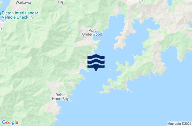 Mappa delle maree di Port Underwood, New Zealand