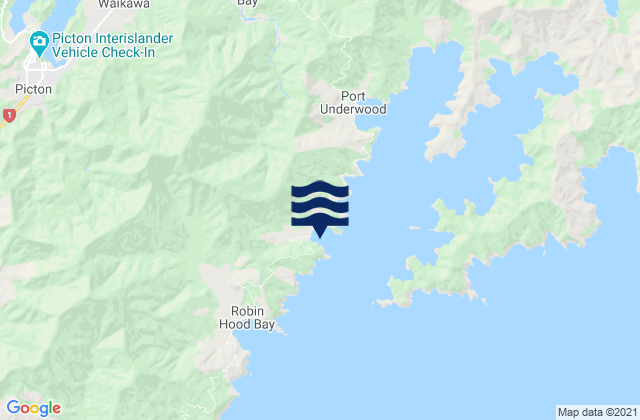 Mappa delle maree di Port Underwood, New Zealand