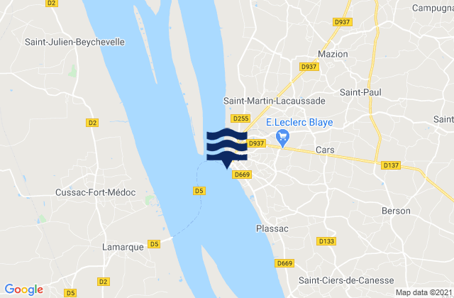 Mappa delle maree di Port de Blaye, France