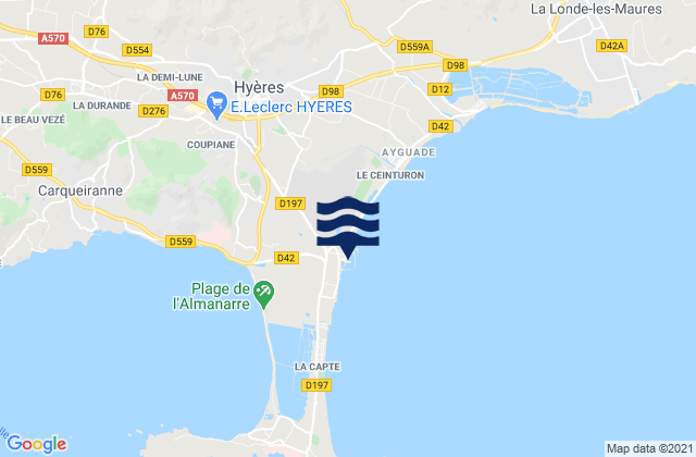 Mappa delle maree di Port de Hyères (St Pierre), France
