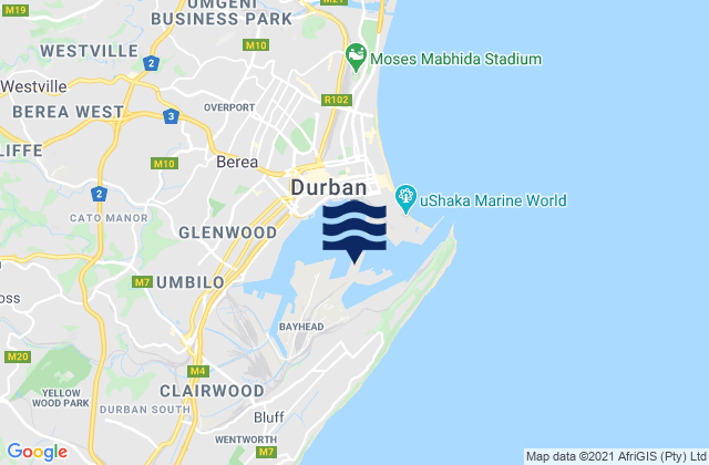 Mappa delle maree di Port of Durban, South Africa