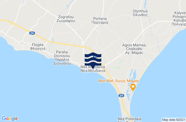 Mappa delle maree di Portariá, Greece