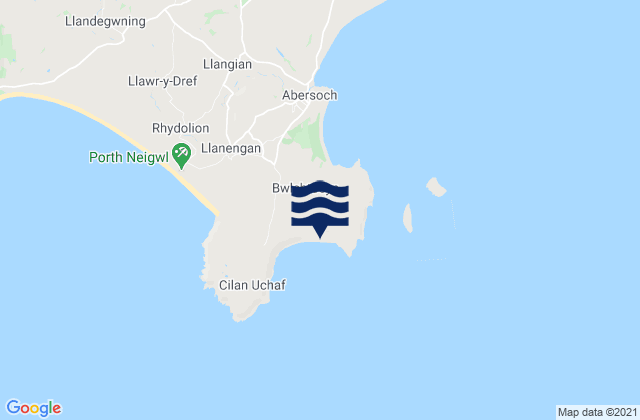 Mappa delle maree di Porth Ceriad, United Kingdom