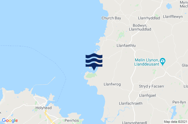 Mappa delle maree di Porth Tywyn Mawr Beach, United Kingdom