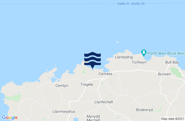 Mappa delle maree di Porth Wylfa Beach, United Kingdom