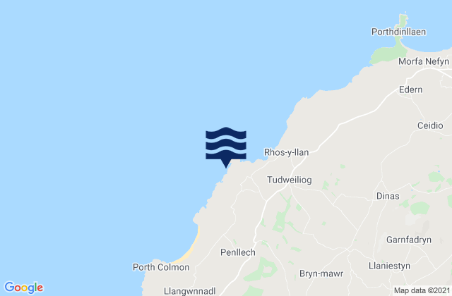 Mappa delle maree di Porth Ysgaden, United Kingdom