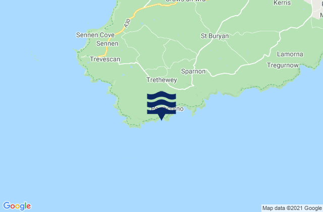 Mappa delle maree di Porthchapel Beach, United Kingdom