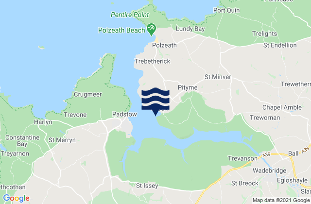 Mappa delle maree di Porthilly Cove (Rock) Beach, United Kingdom