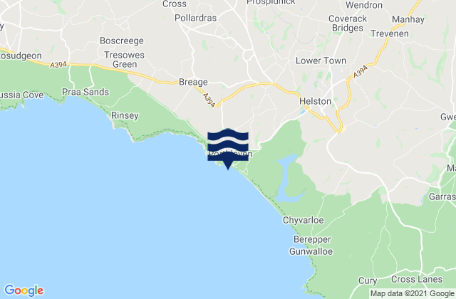 Mappa delle maree di Porthleven Beach, United Kingdom