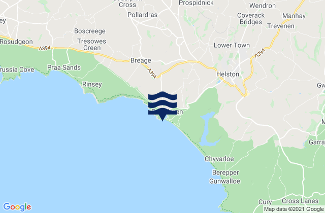 Mappa delle maree di Porthleven, United Kingdom