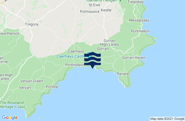 Mappa delle maree di Porthluney Cove Beach, United Kingdom