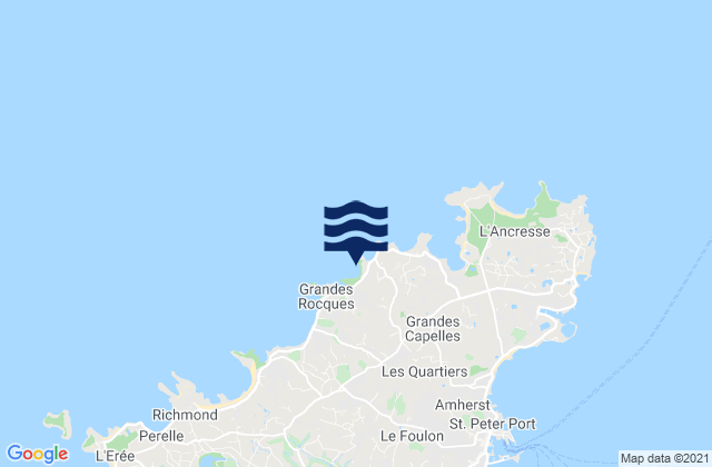 Mappa delle maree di Portinfer Beach, France