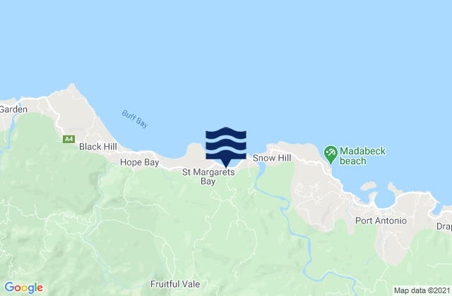 Mappa delle maree di Portland, Jamaica