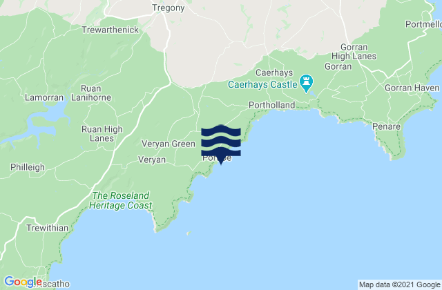 Mappa delle maree di Portloe Beach, United Kingdom