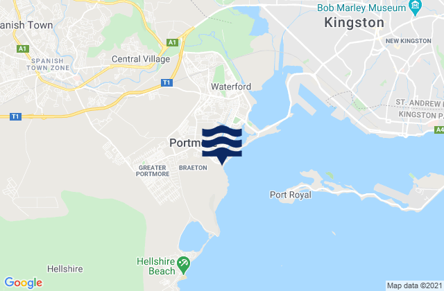 Mappa delle maree di Portmore, Jamaica