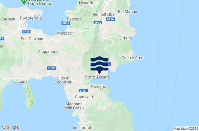 Mappa delle maree di Porto Azzurro, Italy