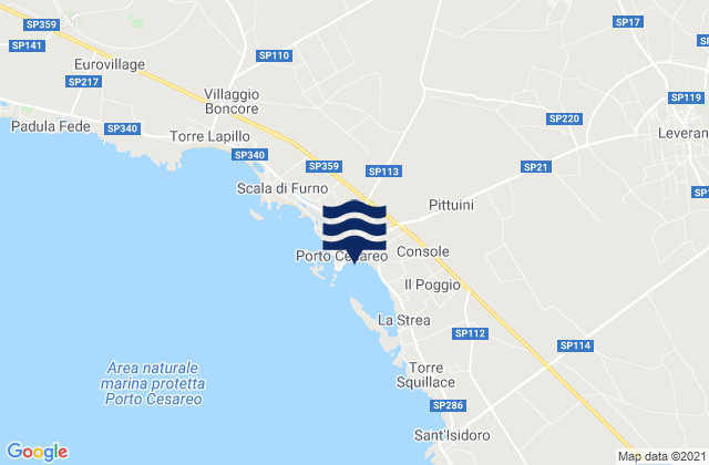 Mappa delle maree di Porto Cesareo, Italy