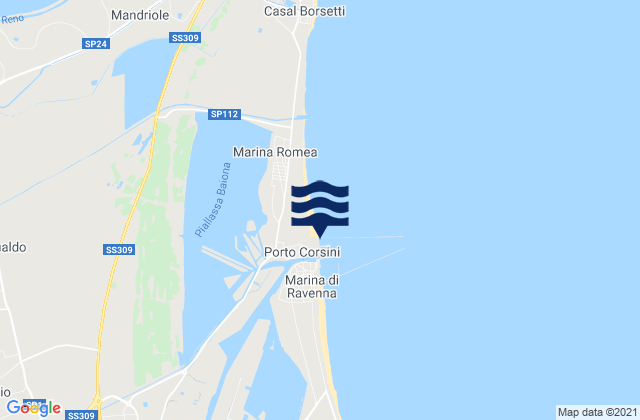 Mappa delle maree di Porto Corsini, Italy