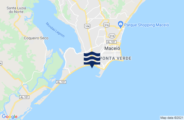 Mappa delle maree di Porto De Maceio, Brazil