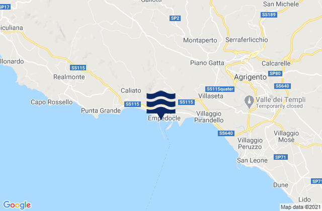 Mappa delle maree di Porto Empedocle, Italy