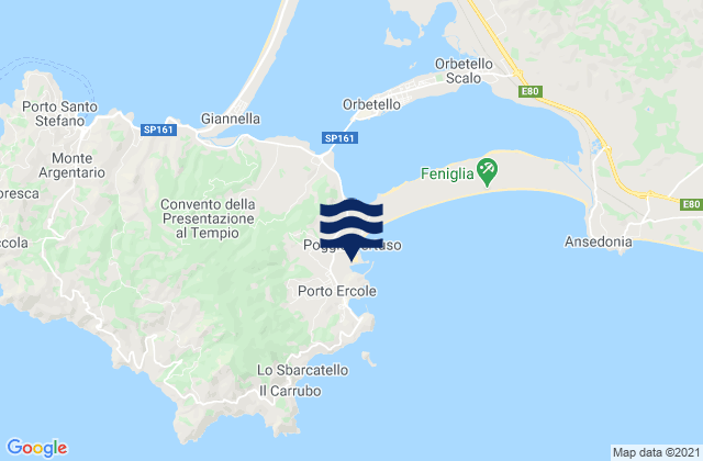 Mappa delle maree di Porto Ercole, Italy