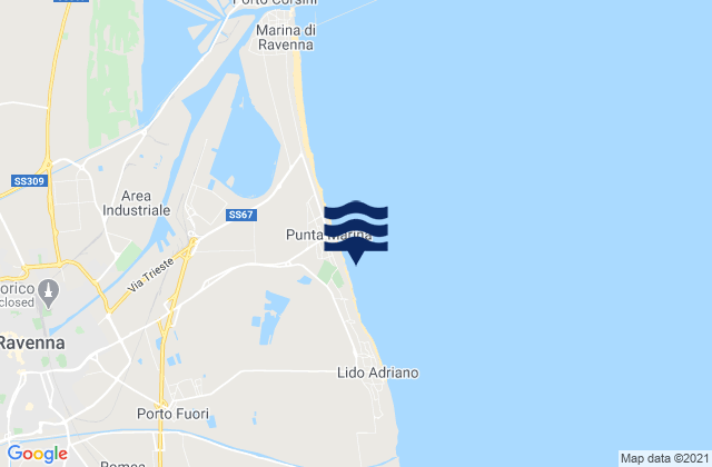 Mappa delle maree di Porto Fuori, Italy