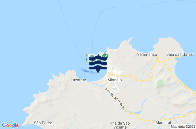 Mappa delle maree di Porto Grande Sao Vincente Island, Cabo Verde