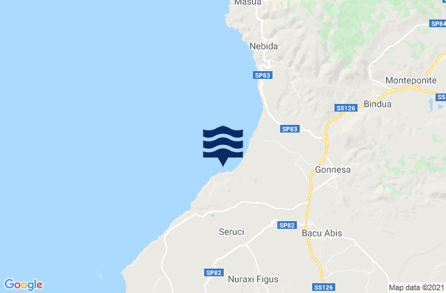 Mappa delle maree di Porto Paglia, Italy