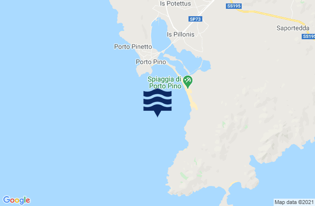 Mappa delle maree di Porto Pino, Italy