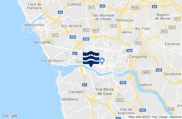 Mappa delle maree di Porto, Portugal
