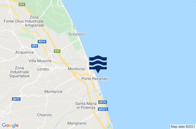 Mappa delle maree di Porto Recanati, Italy