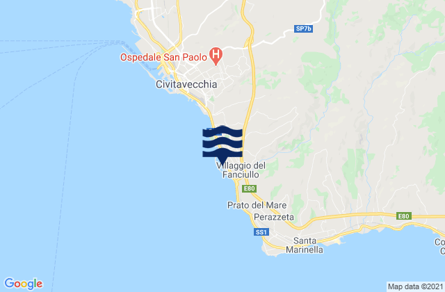 Mappa delle maree di Porto Riva di Traiano, Italy