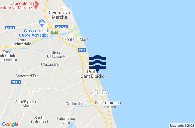 Mappa delle maree di Porto Sant'Elpidio, Italy