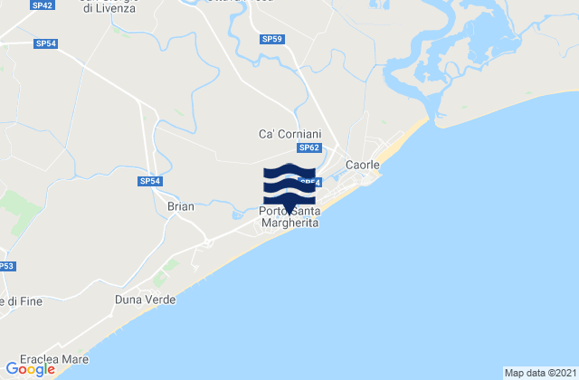 Mappa delle maree di Porto Santa Margherita, Italy