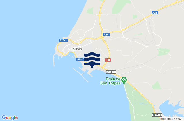 Mappa delle maree di Porto Sines PSA, Portugal