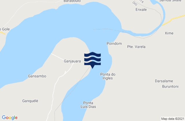 Mappa delle maree di Porto Uana, Guinea-Bissau