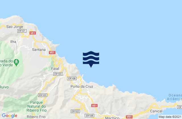Mappa delle maree di Porto da Cruz Madeira Island, Portugal