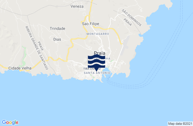 Mappa delle maree di Porto da Praia Sao Tiago Island, Cabo Verde