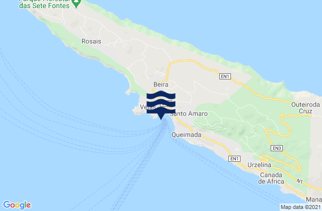 Mappa delle maree di Porto da Velas, Portugal
